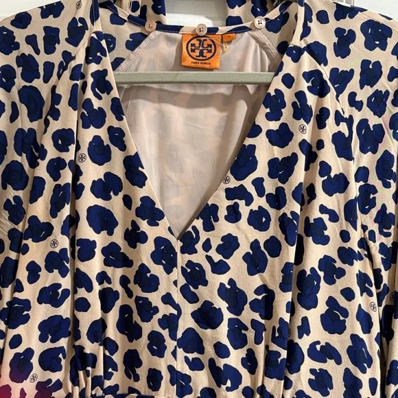 Tory Burch Blue and Cream Animal Print Dress - Picture 2 of 5